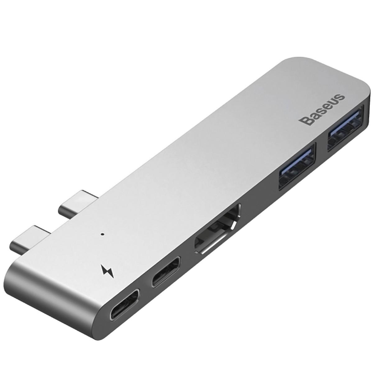 USB-концентратор Baseus Thunderbolt C+ Dual Type-C to USB3.0/HDMI/Type-C (CAHUB-B0G) для MacBook Pro 2016/2017