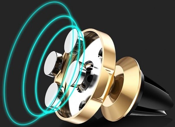 Автомобильный держатель в дефлектор воздуховода Baseus SUER-A0V магнитное крепление золотистый