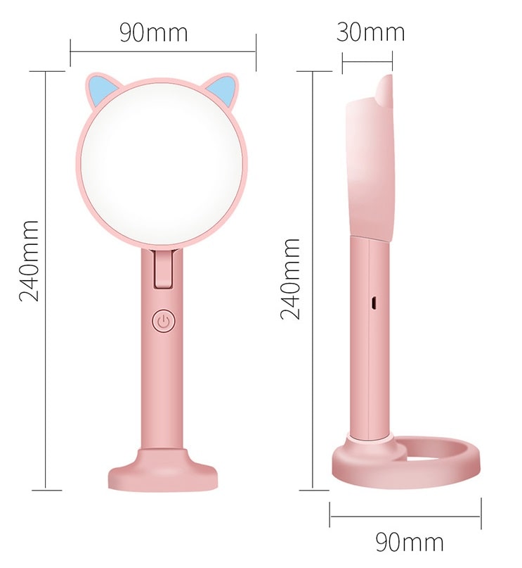 Зеркало для макияжа с подсветкой и ночником ShineMirror TD-026 розового цвета