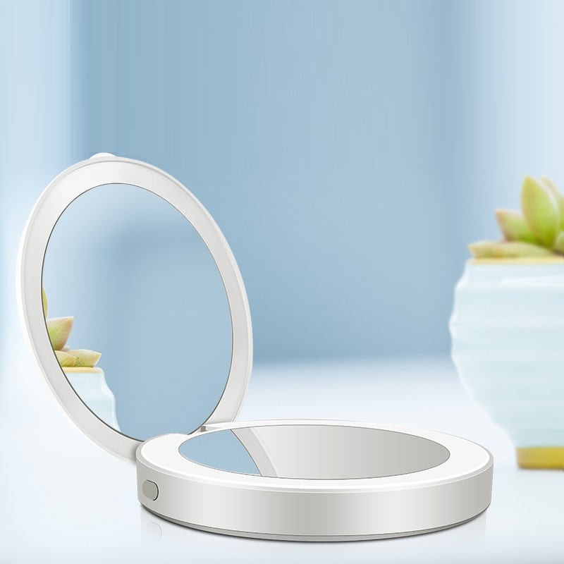 Зеркало для макияжа с подсветкой и увеличением ShineMirror TD-018 белого цвета