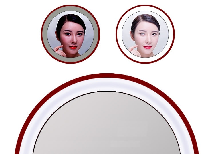 Зеркало для макияжа с подсветкой и увеличением ShineMirror TD-018 красного цвета