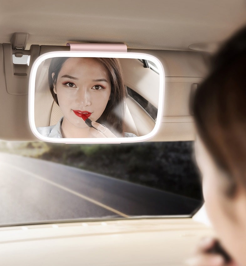 Зеркало с подсветкой для макияжа в автомобиле Baseus Delicate CRBZJ01-02 белое