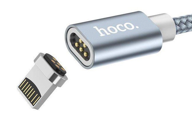 Кабель USB Lightning для Apple Hoco U40A магнитный 2A 1 метр серебристый - фото3