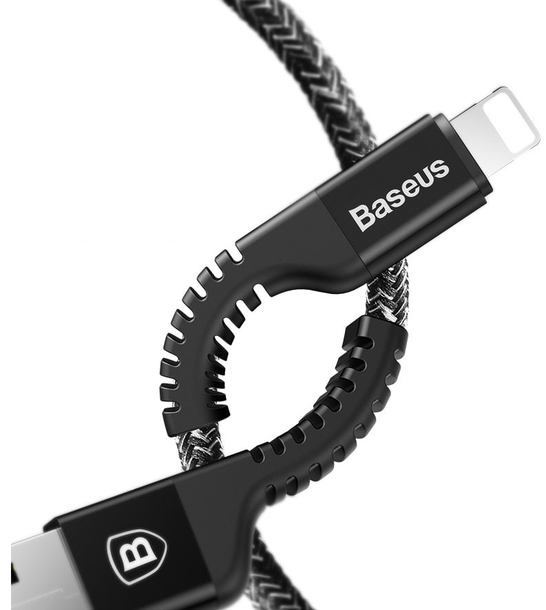 Кабель USB Lightning для Apple с защитой от перегиба Baseus CALZJ-A01 2A 1 метр черный