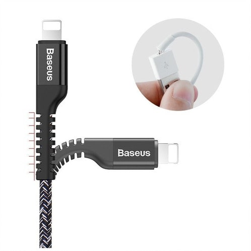 Кабель USB Lightning для Apple с защитой от перегиба Baseus CALZJ-A01 2A 1 метр черный - фото5