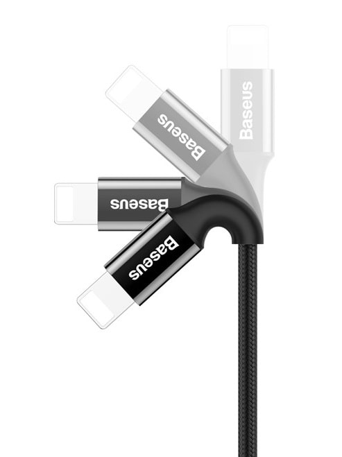 Кабель USB Lightning для Apple Baseus CALSY-01 металлические коннекторы 2A 1 метр черный