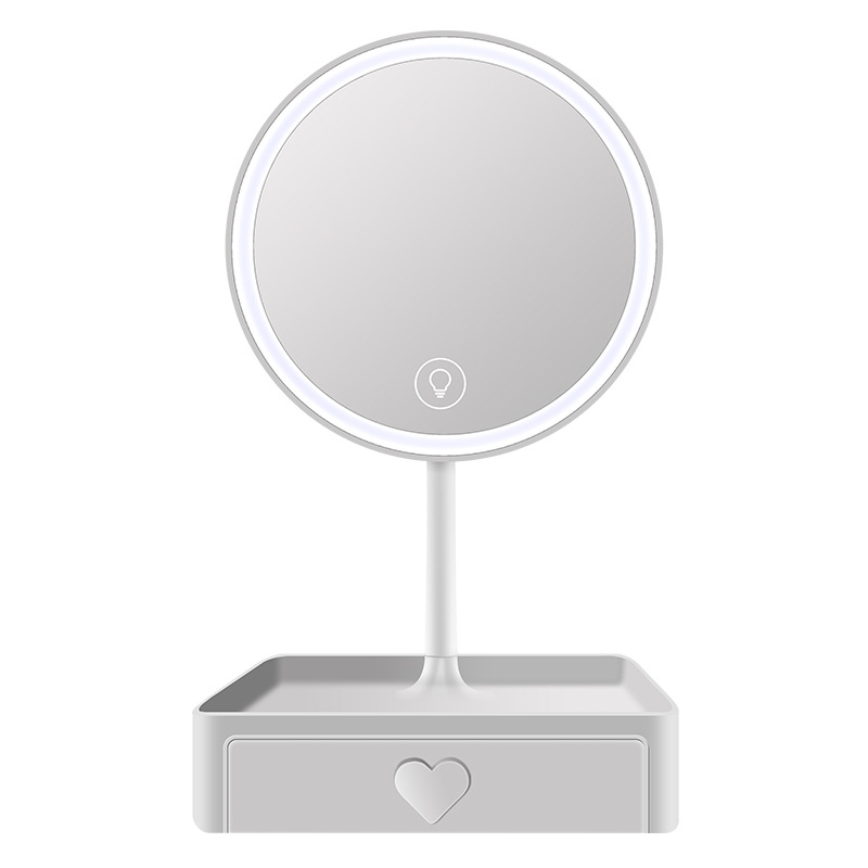 Настольное зеркало для макияжа с подсветкой и увеличением ShineMirror TD-021 белого цвета - фото3