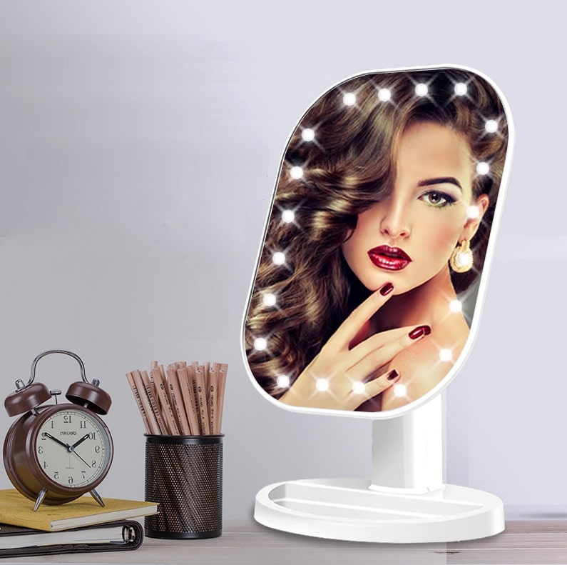 Настольное зеркало для макияжа с подсветкой ShineMirror TD-002 белого цвета - фото2