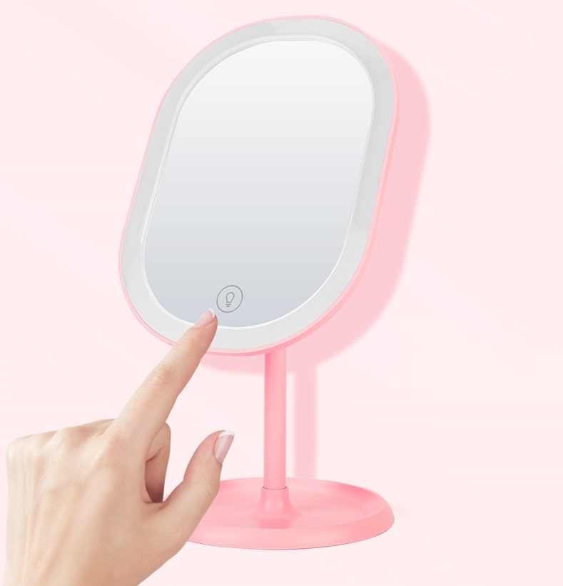 Настольное зеркало для макияжа с подсветкой ShineMirror TD-025 розового цвета - фото3
