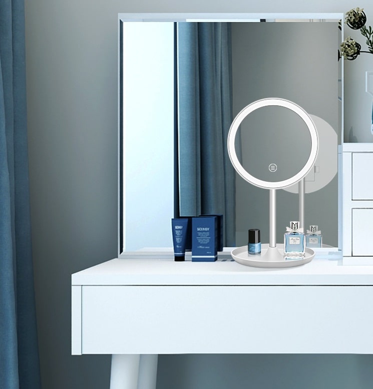 Настольное зеркало для макияжа с подсветкой ShineMirror TD-016 белого цвета - фото3