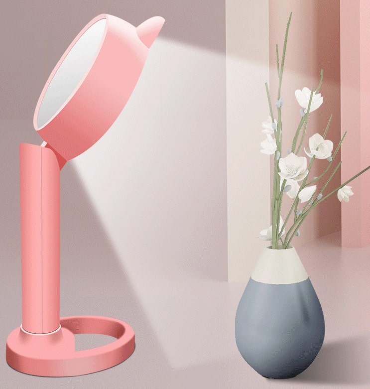 Настольная лампа с зеркалом и ночником ShineMirror TD-026 розового цвета - фото2