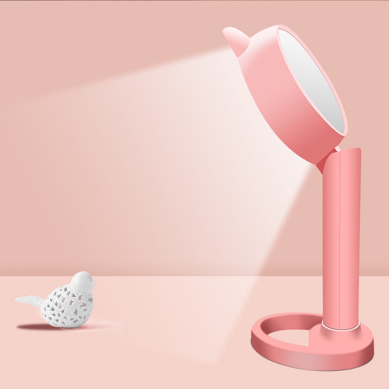 Настольная лампа с зеркалом и ночником ShineMirror TD-026 розового цвета - фото