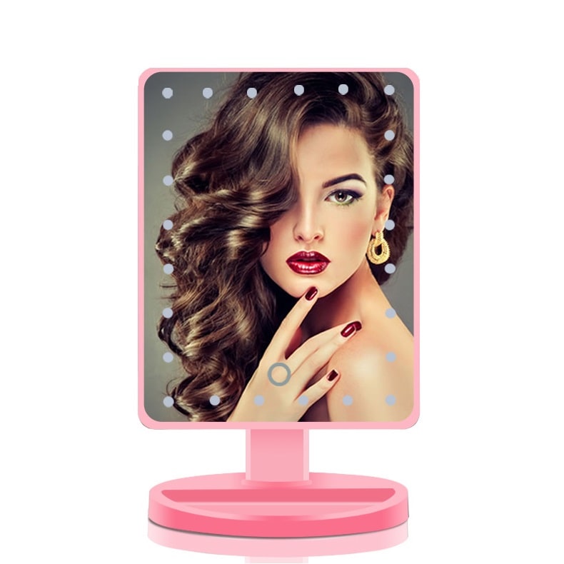 Настольное зеркало для макияжа с подсветкой ShineMirror TD-006 розового цвета - фото2