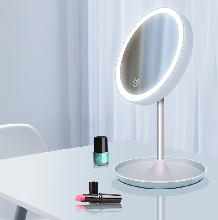 Настольное зеркало для макияжа с подсветкой ShineMirror TD-016 голубого цвета