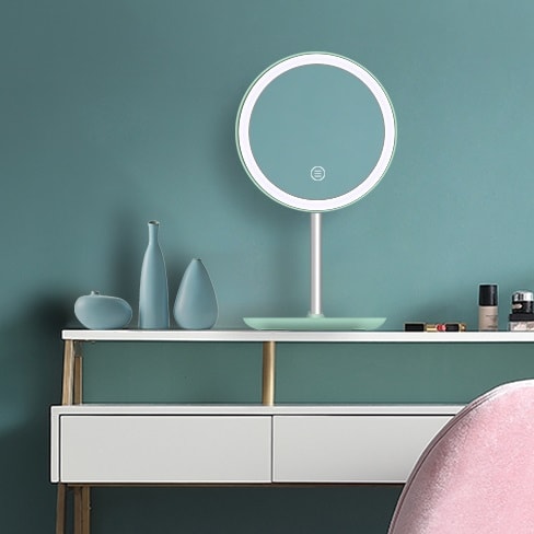 Настольное зеркало для макияжа с подсветкой ShineMirror TD-016 голубого цвета - фото4