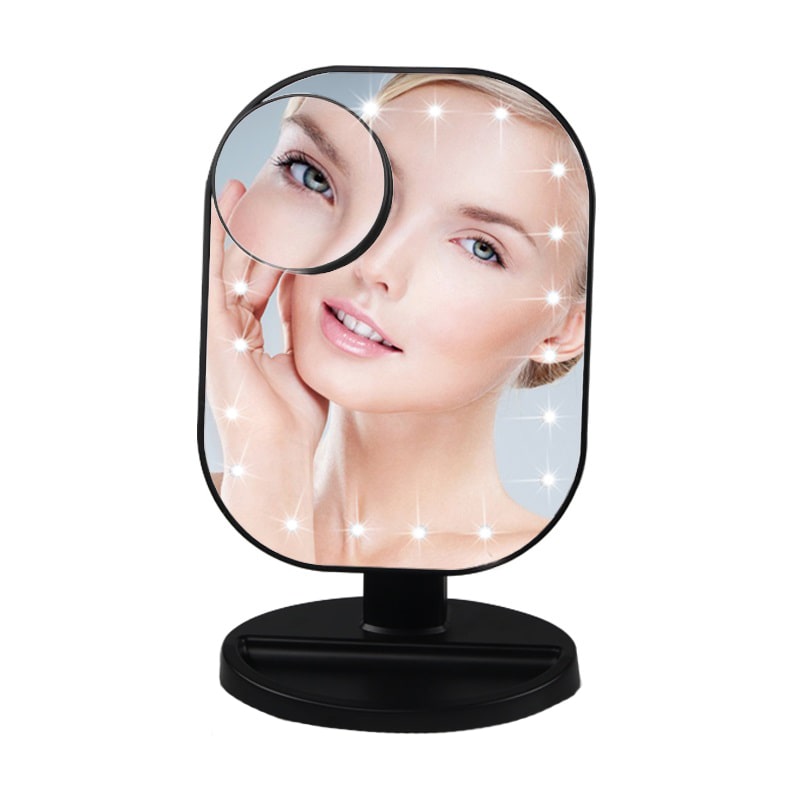 Настольное зеркало для макияжа с подсветкой и увеличением ShineMirror TD-002-01 черного цвета