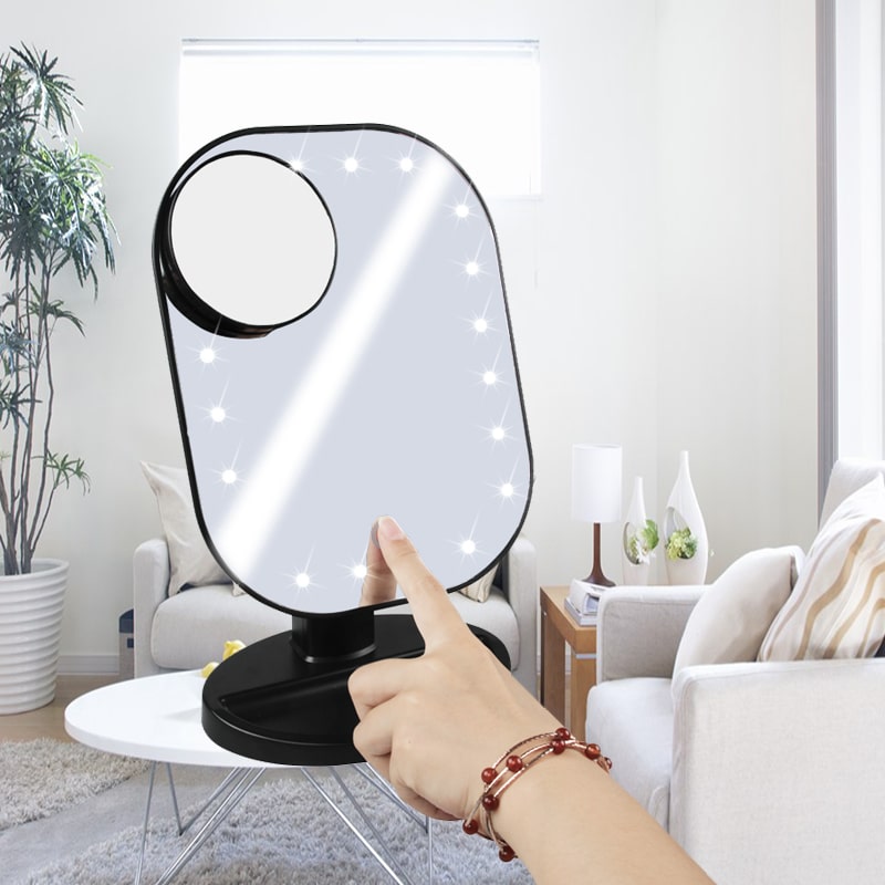 Настольное зеркало для макияжа с подсветкой и увеличением ShineMirror TD-002-01 черного цвета - фото2