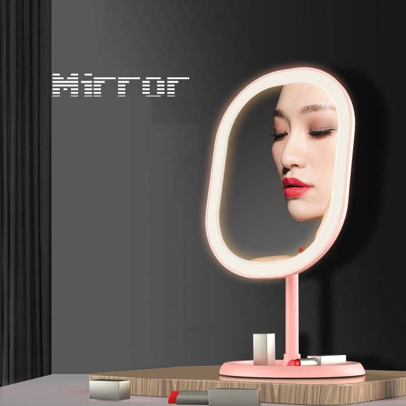 Настольное зеркало для макияжа с подсветкой ShineMirror TD-025 розового цвета