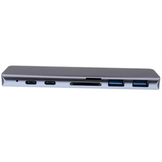 Адаптер 7-в-1 Type-C Card Reader & HUB - Type-Cx2, USB 3.0х2, microSD, SD, HDMI 4K - фото3