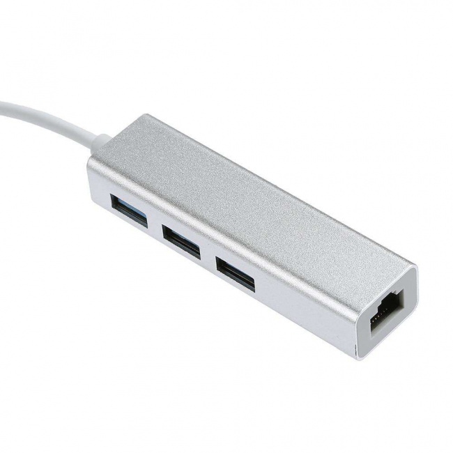 Переходник USB Type-C на 3*USB 2.0, RJ45