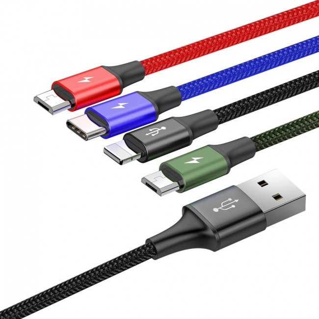 Кабель Baseus 4 в 1 Rapid Series USB - USB Type-C/Lightning/2xmicroUSB (CA1T4-C01) 1.2 метра - фото2