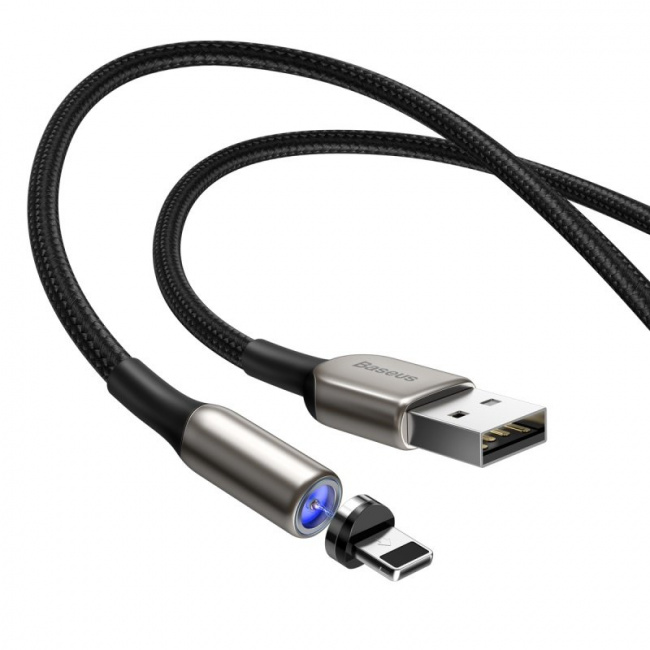 Магнитный кабель USB - Lightning 2 метра Baseus Zinc Magnetic Cable (CALXC-I01) черный - фото3