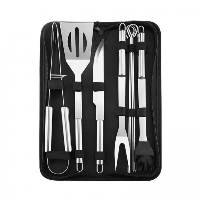 Набор инструментов Amiro Grill Set AGS-109 для барбекю/гриля из нержавеющей стали (9 предметов) - фото