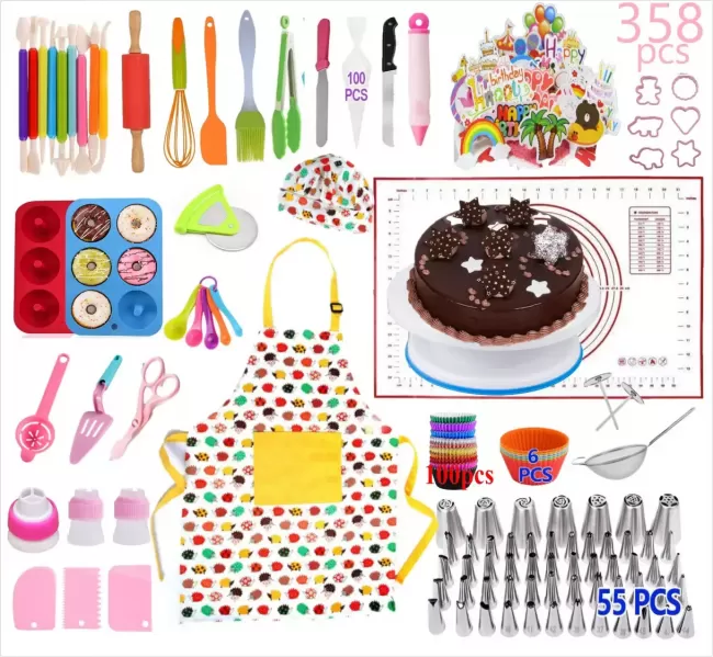 Набор аксессуаров для выпечки с фартуком Amiro Cake Set ACS-358 (358 предметов)