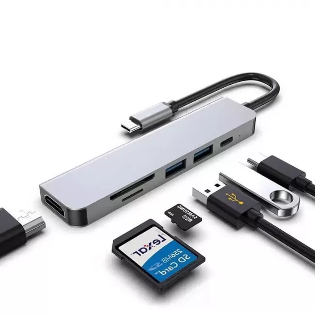 Переходник Type-C на HDMI 4K / 2 x USB 3.0 / картридер TF/SD PD
