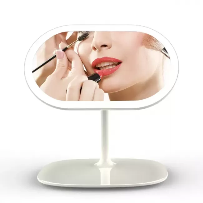 Настольное зеркало для макияжа с подсветкой и ночником ShineMirror TD-014 белого цвета