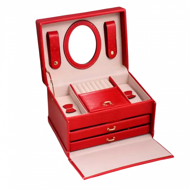 Органайзер (шкатулка) для украшений с зеркалом CASEGRACE SP9357 красный - фото5