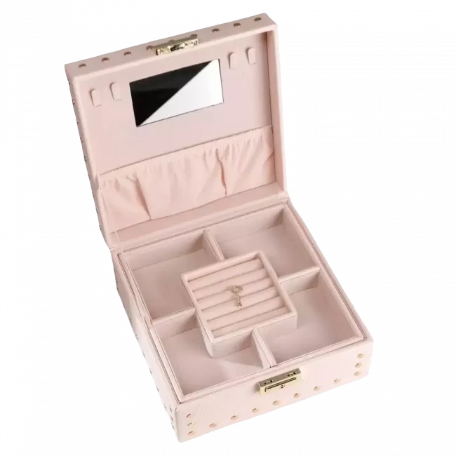 Органайзер (шкатулка) для украшений с зеркалом CASEGRACE SP9349 светло-розовый - фото7
