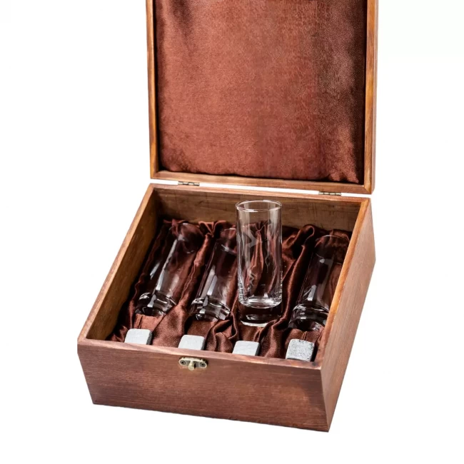 Подарочный набор с шотами и камнями в деревянной шкатулке AmiroBel ABS-103C - фото2