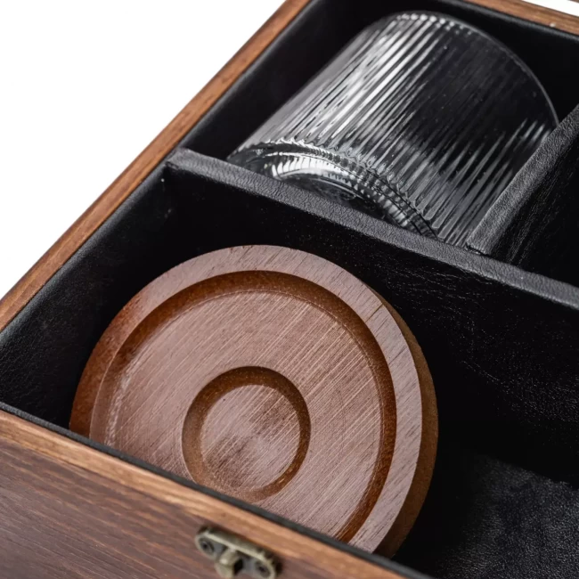 Подарочный набор с камнями для виски в деревянной шкатулке (вращающиеся стаканы с деревянной подставкой) AmiroTrend ABW-301W - фото9