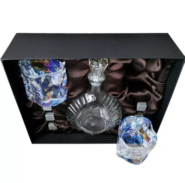 Подарочный набор для виски со штофом, 2 стакана, 6 камней AmiroTrend ABW-403 brown pearl - фото7