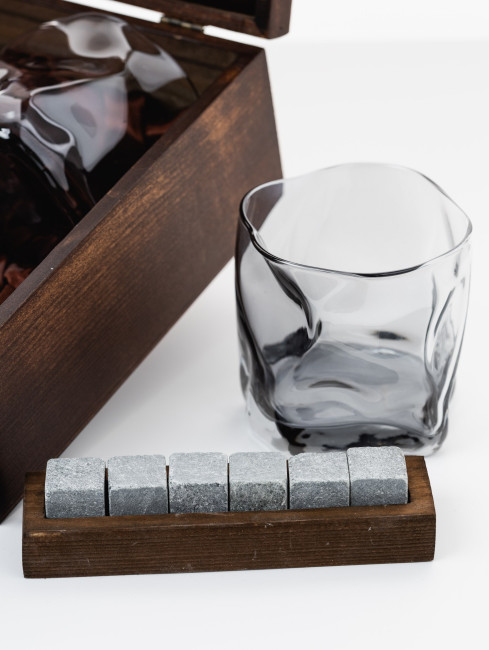 Подарочный набор для виски в деревянной шкатулке с камнями AmiroTrend ABW-304S - фото2