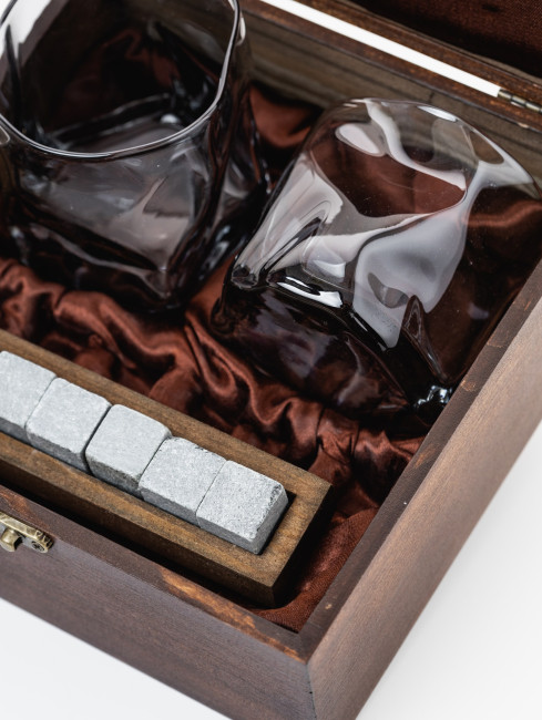 Подарочный набор для виски в деревянной шкатулке с камнями AmiroTrend ABW-304S - фото4