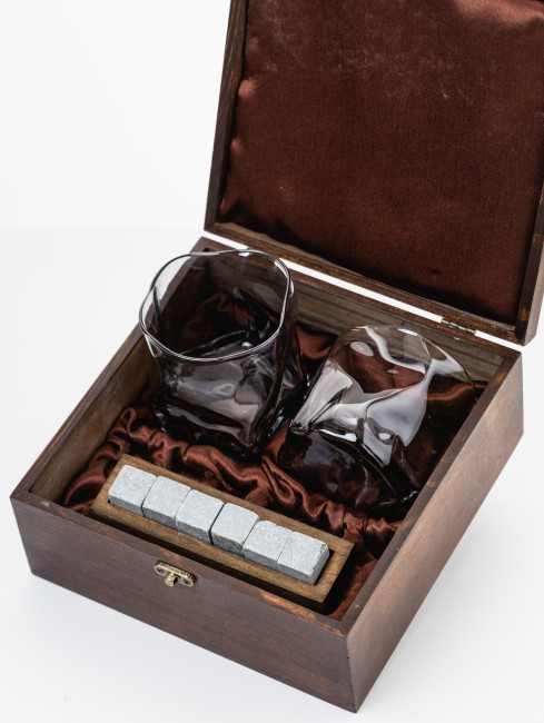 Подарочный набор для виски в деревянной шкатулке с камнями AmiroTrend ABW-304S - фото9