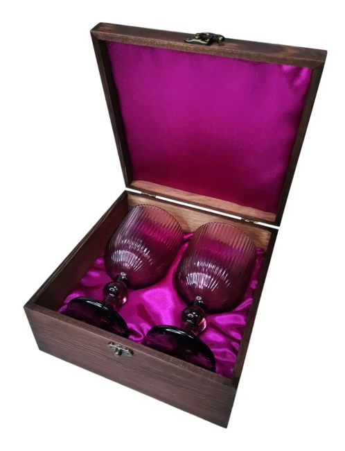 Подарочный набор для вина 2 бокала в деревянной шкатулке AmiroTrend ABW-601 fuchsia lilac - фото9