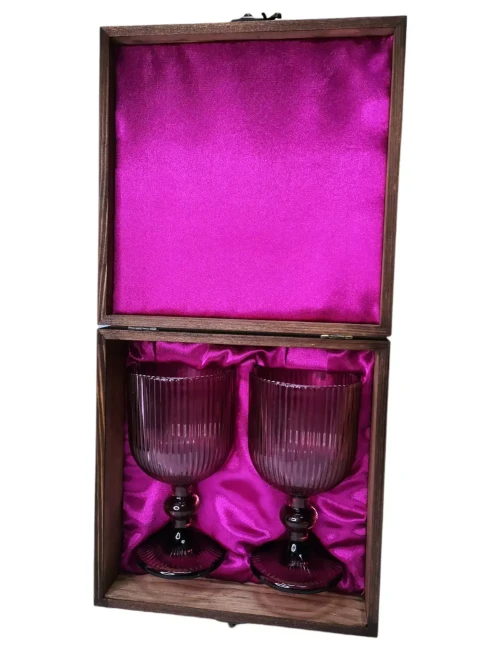 Подарочный набор для вина 2 бокала в деревянной шкатулке AmiroTrend ABW-601 fuchsia lilac - фото8