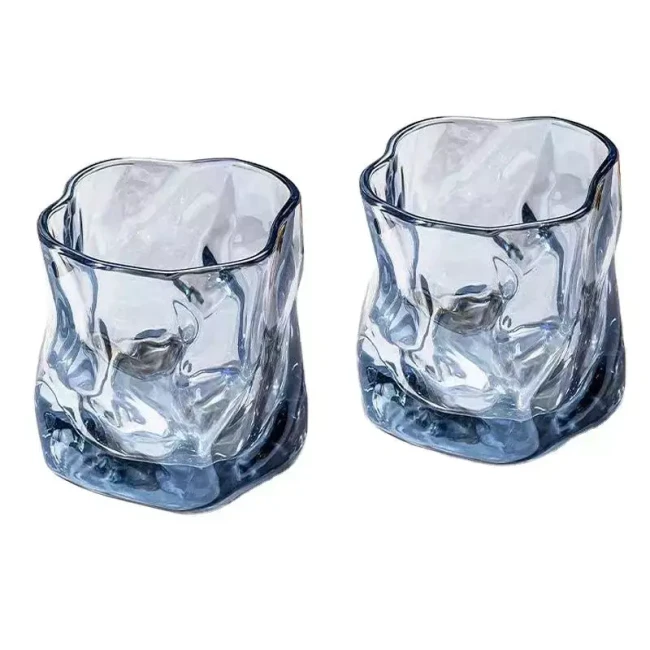 Подарочный набор 2 бокала, 2 стопки перевертыши с камнями AmiroTrend ABW-321 transparent blue - фото5