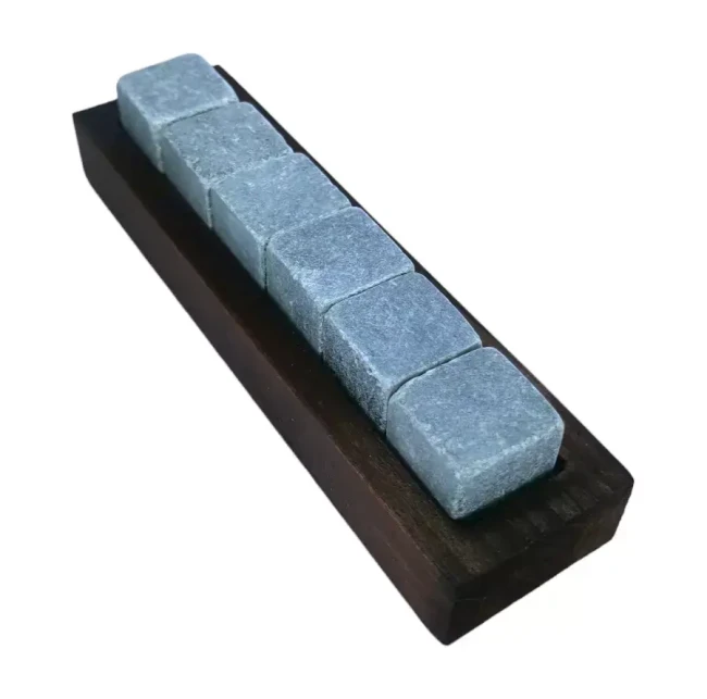 Подарочный набор для виски в деревянной шкатулке с камнями AmiroTrend ABW-304 brown transparent blue - фото6