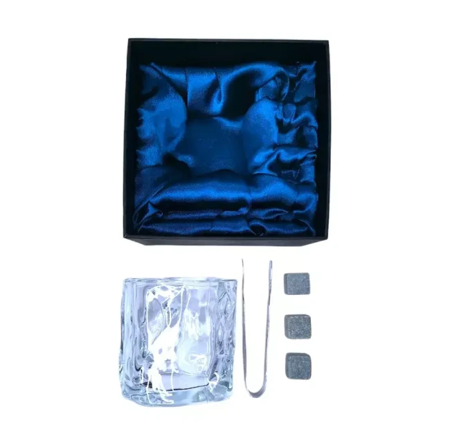 Подарочный набор 1 бокал, 3 охлаждающих камня, щипцы AmiroTrend ABW-331 transparent blue - фото4