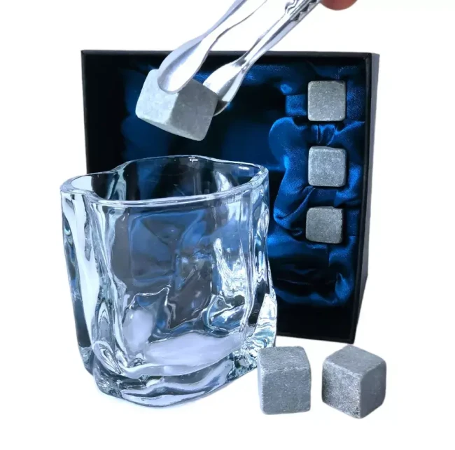 Подарочный набор 1 бокал, 3 охлаждающих камня, щипцы AmiroTrend ABW-331 transparent blue - фото5