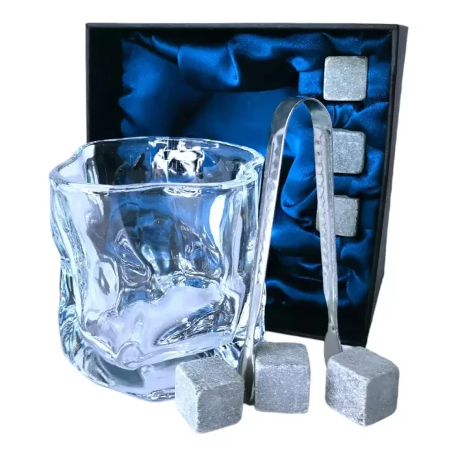 Подарочный набор 1 бокал, 3 охлаждающих камня, щипцы AmiroTrend ABW-331 transparent blue - фото2