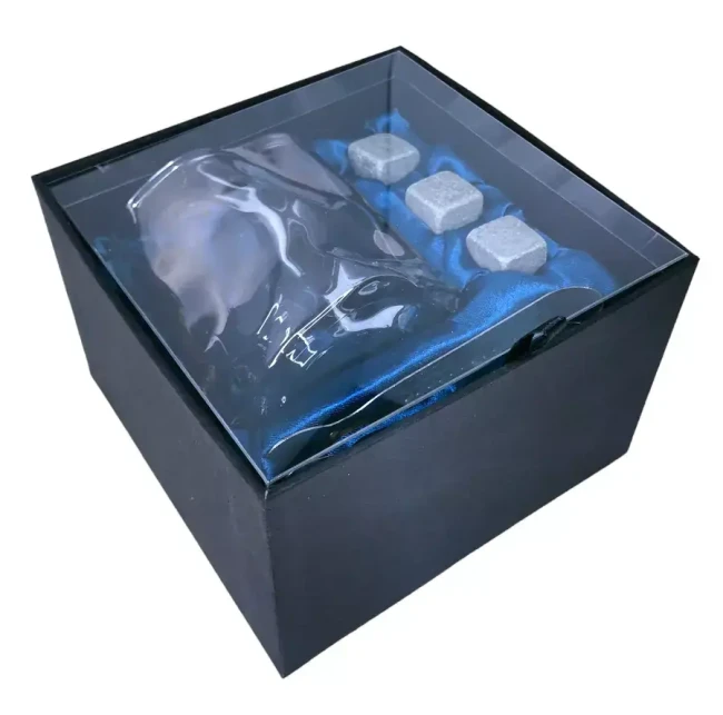 Подарочный набор 1 бокал, 3 охлаждающих камня, щипцы AmiroTrend ABW-331 black transparent - фото6