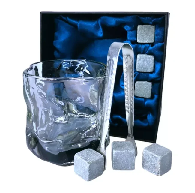 Подарочный набор 1 бокал, 3 охлаждающих камня, щипцы AmiroTrend ABW-331 black transparent - фото2