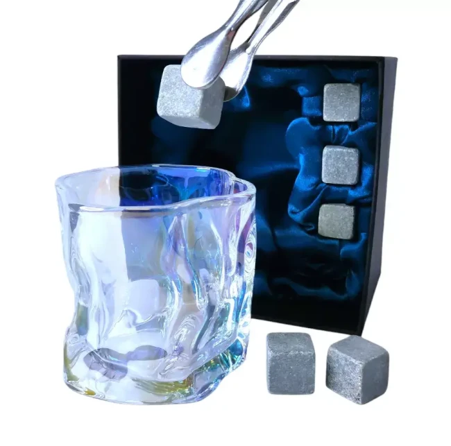 Подарочный набор 1 бокал, 3 охлаждающих камня, щипцы AmiroTrend ABW-331 pearl blue - фото5