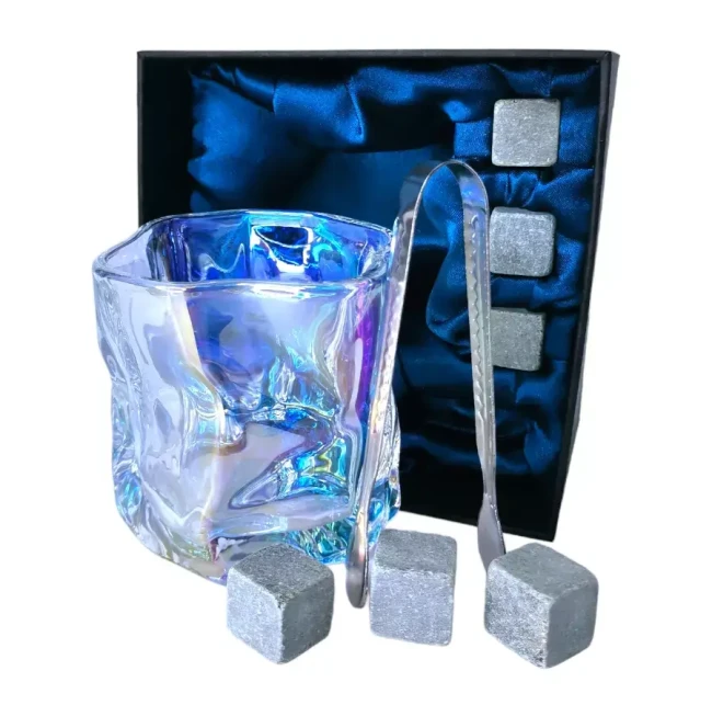Подарочный набор 1 бокал, 3 охлаждающих камня, щипцы AmiroTrend ABW-331 pearl blue - фото2