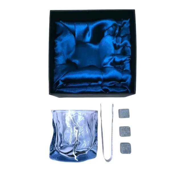 Подарочный набор 1 бокал, 3 охлаждающих камня, щипцы AmiroTrend ABW-331 blue transparent - фото4